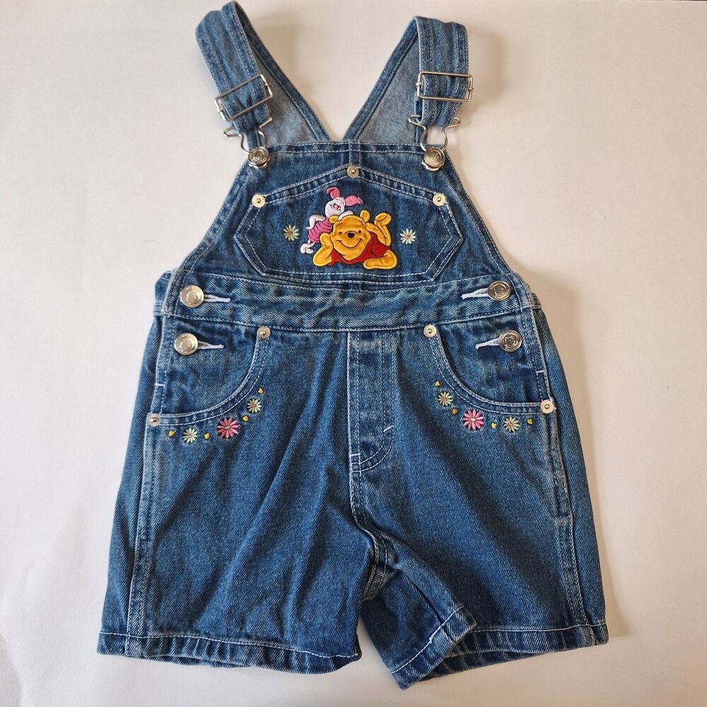 Vintage Disney Winnie the Pooh Denim Overall One-Piece 2T Adjustable Straps
